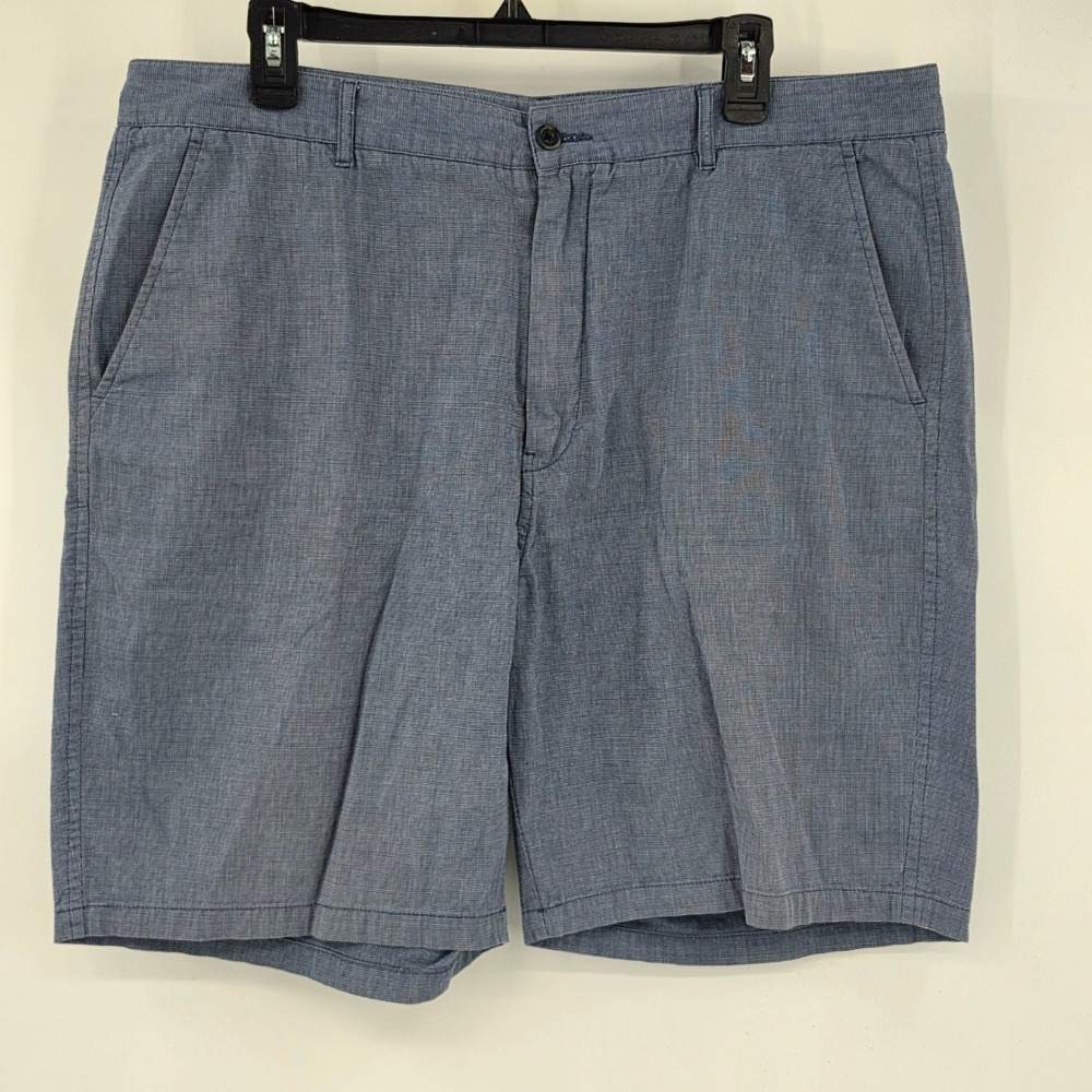 Reyn Spooner Mens Blue Micro Check 100% Cotton Flat‎ Front Casual Shorts Size 38